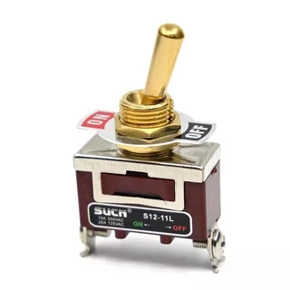 1 ชิ้น สวิทช์สลับ สีเงิน ทอง SUCN -1021 ขนาด12 มม.2-pin on-off 15A 250V สวิตช์ไฟ e-ten1021