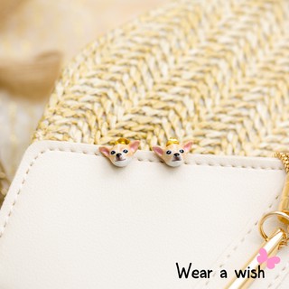 Earrings / ต่างหู : Cream-Cream Chihuahua (Short-Haired) / ชิวาวา ขนสั้น สีขาว-ครีม