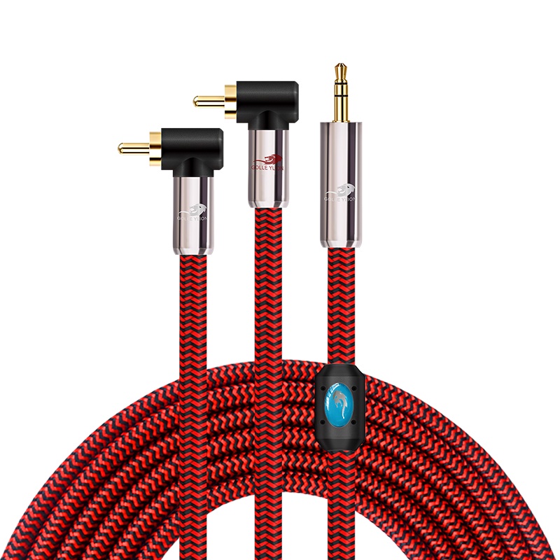 Golley LION อะแดปเตอร์แยกสายเคเบิ้ลเสียง 3.5 มม. เป็น 2RCA Y Aux สําหรับเครื่องเล่น MP3 เครื่องขยายเสียง