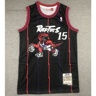 1998-99 NBA รองเท้า Toronto Raptors สําหรับผู้ชาย #เสื้อกีฬาบาสเก็ตบอล ปักลายมังกร สีดํา สไตล์วินเทจ 15 Vince Carter