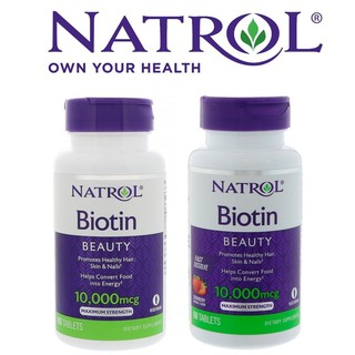 Natrol Biotin 10,000 mcg, 100 Tablets, 60 Tablets