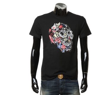 Alexander McQueen McQueen เสื้อยืด แขนสั้น พิมพ์ลายดอกไม้ ผีเสื้อ กะโหลก สําหรับผู้ชาย 682516 Qsz50