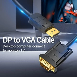 Vention DisplayPort to VGA Cable DP to VGA Male to Male Gold Plated Cord เข้ากันได้กับคอมพิวเตอร์แสดงจอภาพ:1.5m