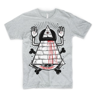 เสื้อยืดผ้าฝ้ายพิมพ์ลายแฟชั่นเสื้อยืดผ้าฝ้าย แบบนิ่ม พิมพ์ลาย Illuminati Kiluminati pyramid ทรงสามเหลี่ยม Nwo Area 51 Al