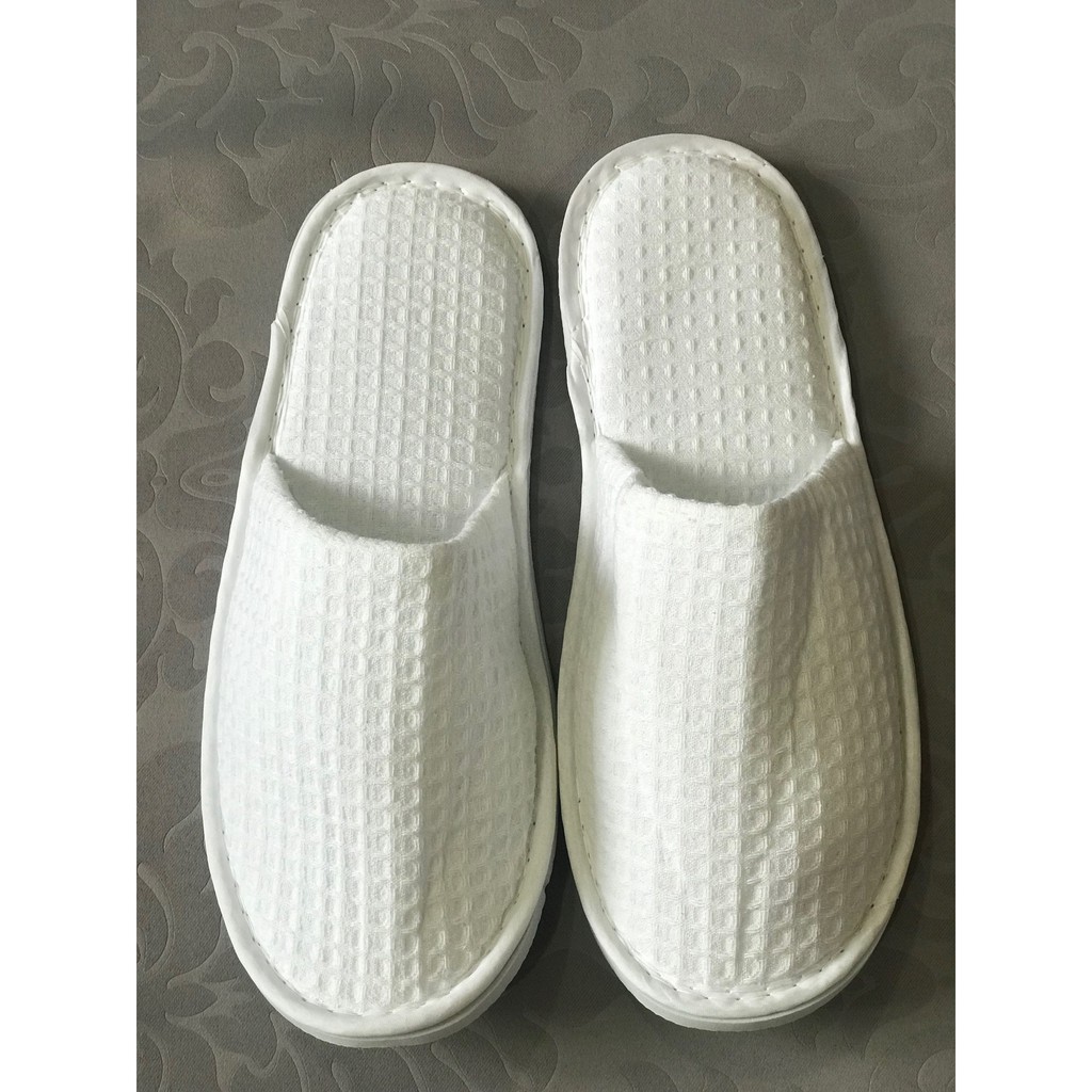 สลิปเปอร์ รองเท้าโรงแรม รองเท้าใส่ในบ้าน ผ้าวาฟเฟิล