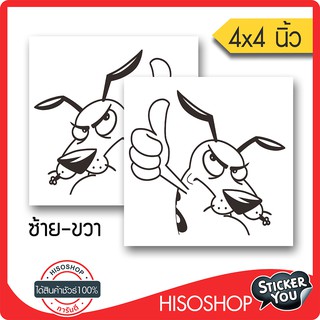 สติ๊กเกอร์ติดรถPVC สุนัขยกนิ้ว (★Graphic Design★)  ขนาด 4x4นิ้ว ลายเส้น 1คู่ ซ้าย-ขวา  By Hisoshop