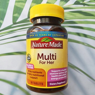 41% OFF EXP:07/2023 วิตามินรวม 23 ชนิด สำหรับผู้หญิง Multi For Her 90 Tablets (Nature Made®) Including Iron &amp; Calcium