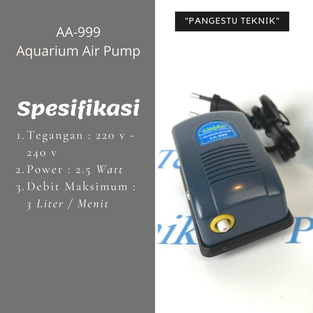 1 SET Aquarium ปั๊มลมเครื่องเติมอากาศ (1 หลุม) - Amara AA-999
