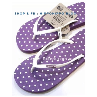 จุดม่วง หูขาว  รองเท้าผู้หญิง Purple White Dot woman Hippo Bloo shoe รองเท้าแตะฮิปโป No.36-37-38-39-40