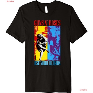 กันส์แอนด์โรสเซส Guns N Roses Illusions Tour Premium T-Shirt เสื้อยืด ผู้ชาย ผู้หญิง เสื้อคอกลม เสื้อแขนสั้น สินค้าพร้อ