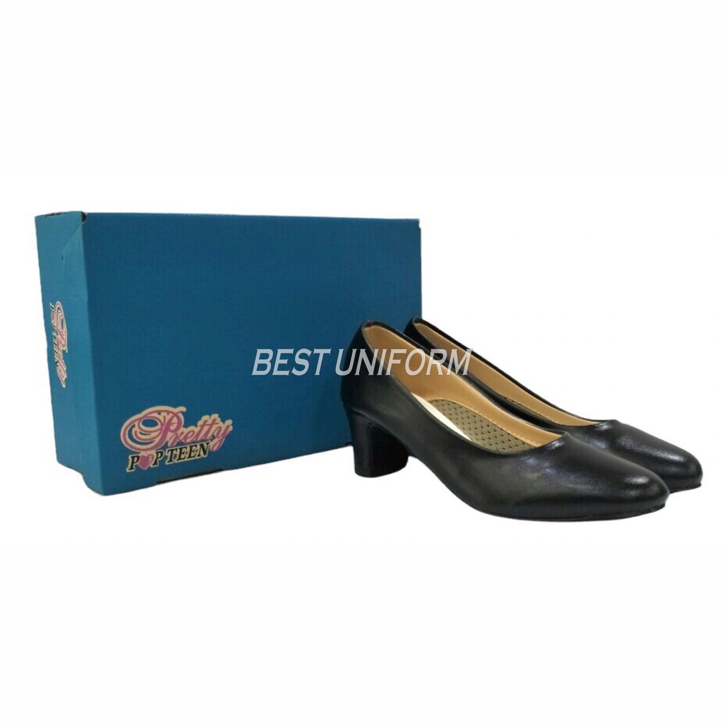 Popteen รองเท้าคัชชู สีดำ ผู้หญิง รุ่น PT-2410