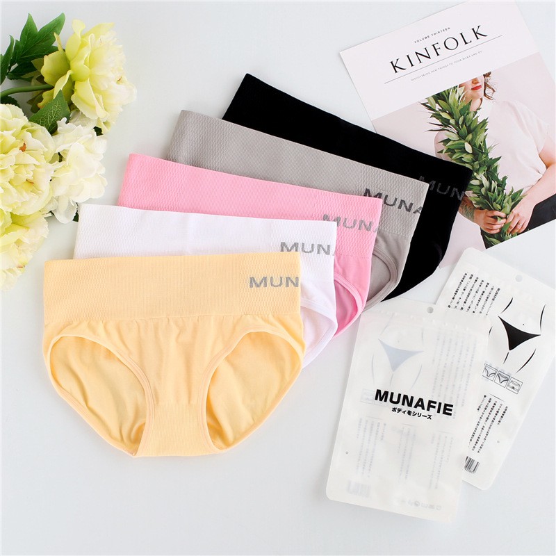 Auveenice Super Hot~MUNAFIE ยกสะโพกไม่มีรอยต่อ Body Shaping กางเกงผู้หญิงผ้าฝ้ายกลางเอวกางเกงหน้าท้องสาวเกาหลีต้องมี