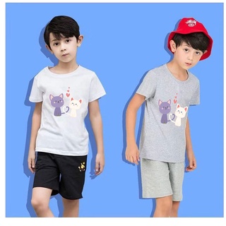 *K-2272-SHORT* /3สี/   เสื้อยืดแขนสั้นเด็กสไตส์เกาหลี สกรีนลายการ์ตูนน่ารักใส่ได้ทั้งหญิงและชาย ใส่ส*K-2266-SHORT* /3สี/