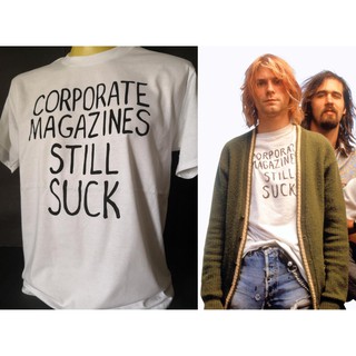 T-shirt  เสื้อวงนำเข้า Kurt Cobain Corporate Magazines Still Suck Nirvana Grunge Retro Style Vintage T-shirtS-5XL