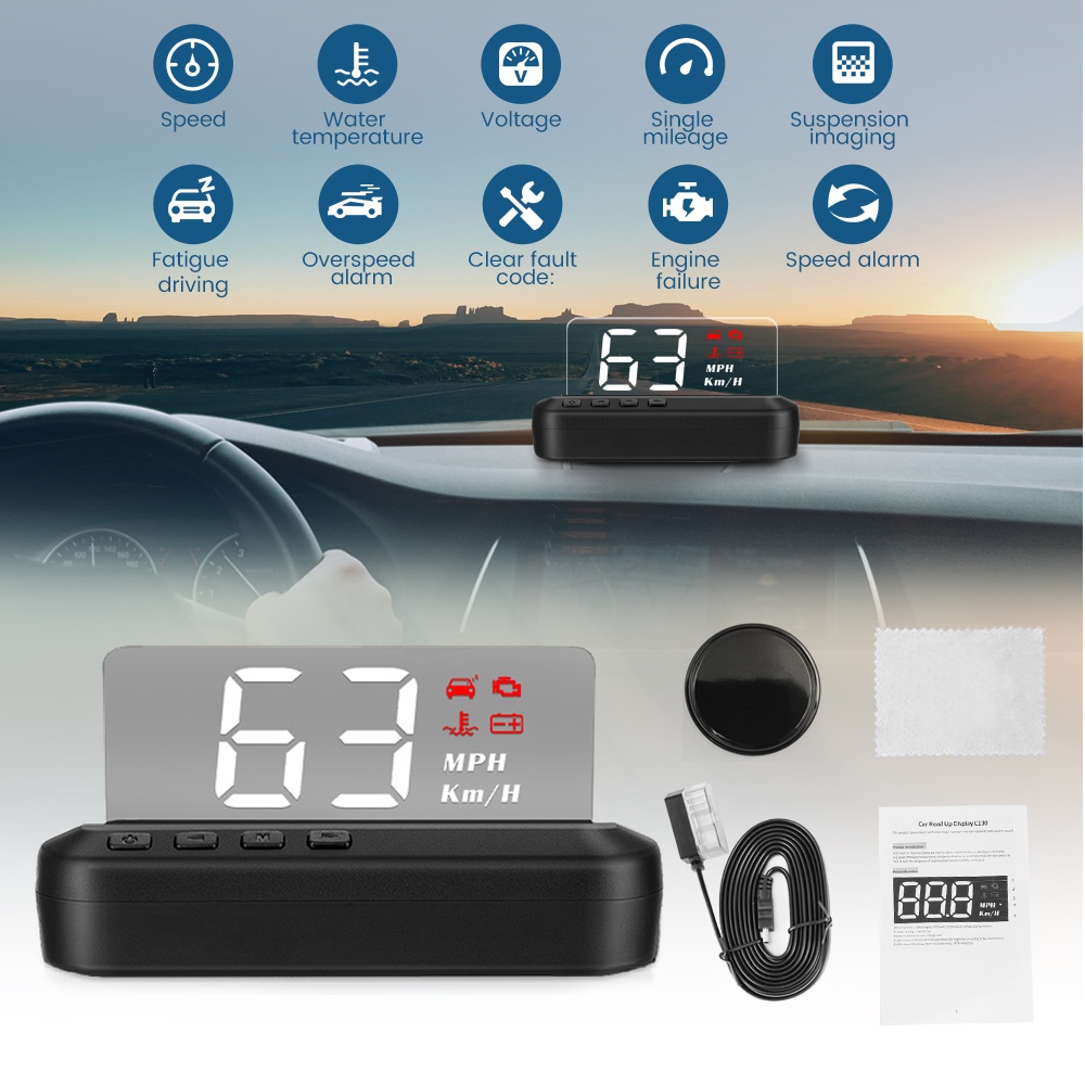 Heads Up Display For Cars - OBD2 HUD With Speed, Fuel Consumption & Alarms