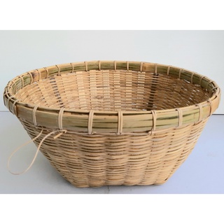 กระจาดไม้ไผ่ Bamboo Basket ขนาดเส้นผ่าฯ 31 ซม. สูง 13.5 ซม. ทำด้วยไม้ไผ่ งานฝีมือ สำหรับใส่สิ่งของ