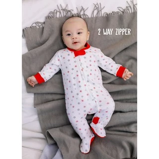 Zuper Mom 0-24เดือน ชุดหมีเด็กอ่อน ซิป รุ่น 2 WAY ZIPPER บอดี้สูทเด็กอ่อน ชุดเด็กแรกเกิด บอดี้สูทหุ้มเท้า (no.9005)