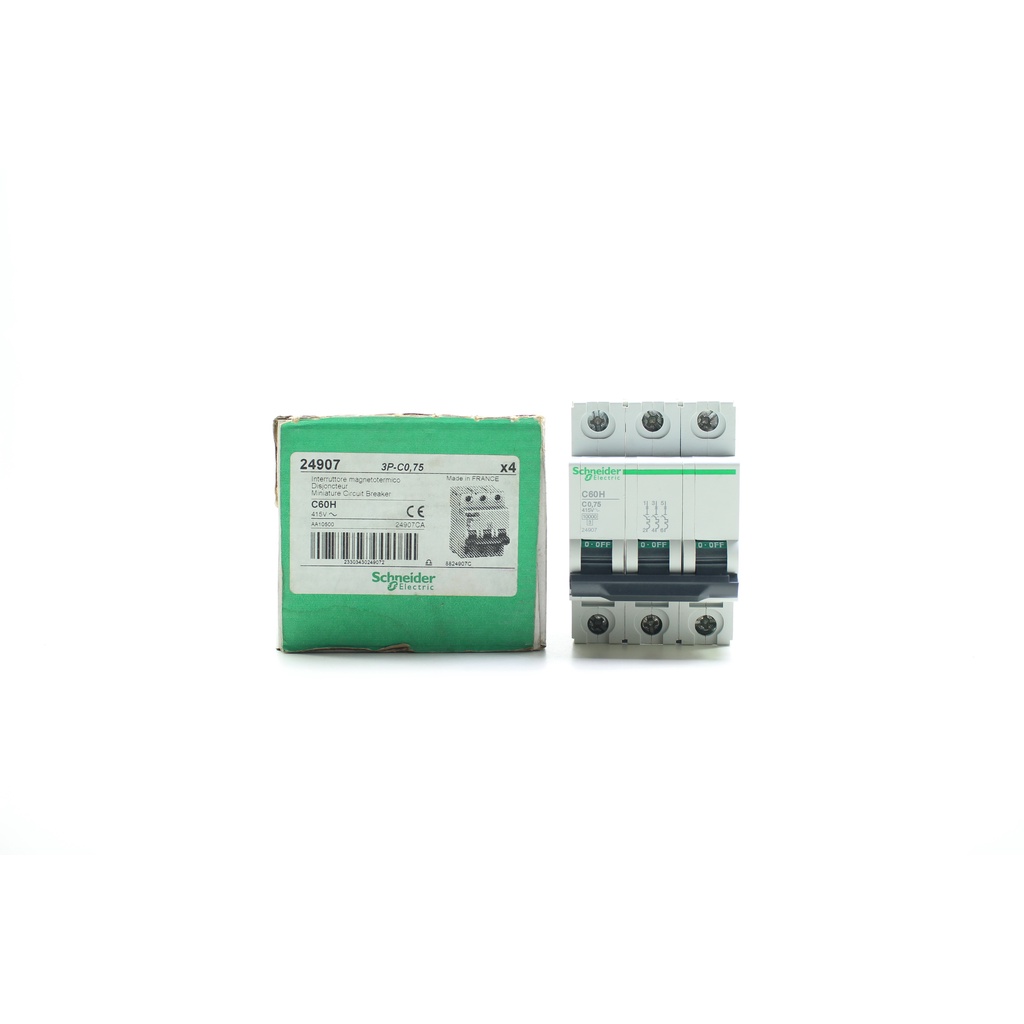 24907 C60H C0.75 Schneider Electric Miniature Circuit Breaker MCB C60H 3P 0.75A Schneider Electric