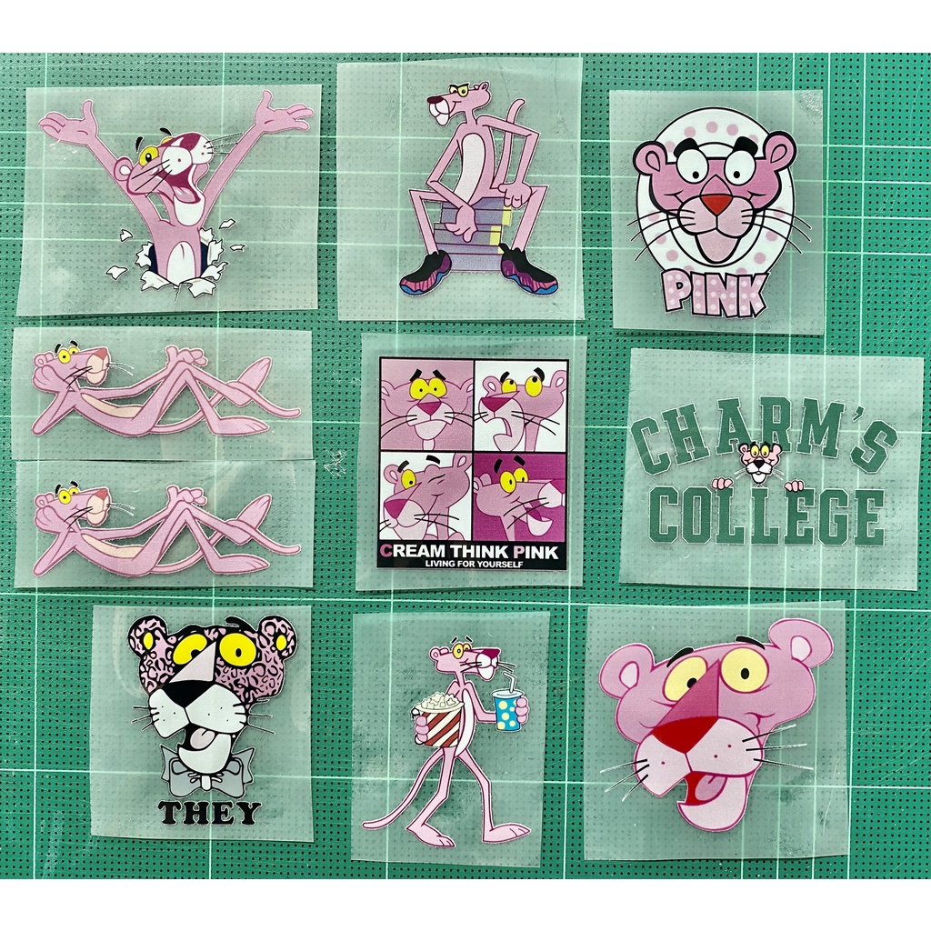 ตัวรีดการ์ตูนสุดฮิต Pink panther * รีดง่าย ตัวรีดติดเสื้อ สติกเกอร์รีดติดเสื้อ