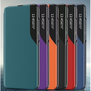 เคสโทรศัพท์มือถือแบบประกบสําหรับ Samsung Galaxy A21s M11 A11 A51 A71 A31 M40S Frosted leather flip phone case magnetic smart window bracket protective case