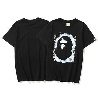 Bape เสื้อยืดแฟชั่นสําหรับ Unisex ผ้าฝ้ายแขนสั้นพิมพ์ลายทรงหลวม