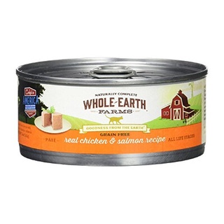 อาหารเปียกแมวระดับพรีเมี่ยม Whole Earth Farms Grain-Free Real Chicken &amp; Salmon Pate Recipe 156 กรัม