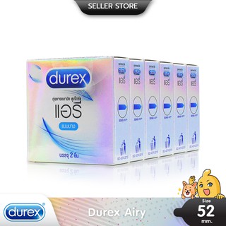 Durex Airy ถุงยางอนามัย บางพิเศษ ผิวเรียบ มีกลิ่นหอม ขนาด 52 มม. บรรจุ 6 กล่อง (12 ชิ้น)