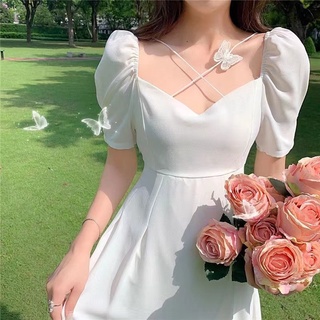 🌸🌸Allure dress💖ชุดเดรสแขนพัฟหญิงฤดูร้อนปี 2022 เจ้าหญิงย้อนยุคฝรั่งเศสใหม่อ่อนโยนหวานชุดแรก