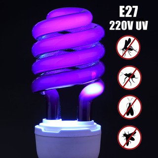 เบา❤220V E27 Spiral Energy Saving UV Ultraviolet Fluorescent Black Light Bulb Lamp