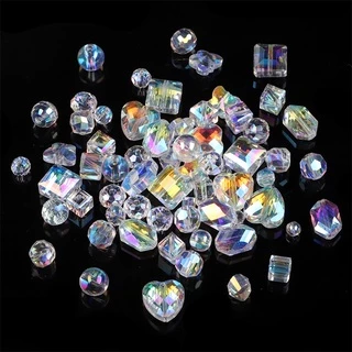 แฟชั่นคริสตัล AB สีลูกปัด Faceted แก้วคริสตัลลูกปัดสําหรับต่างหูสร้อยคอสร้อยข้อมือ DIY เครื่องประดับทําอุปกรณ์เสริม