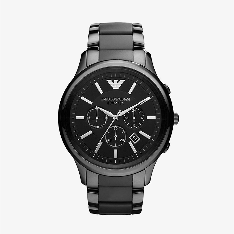 EMPORIO ARMANI นาฬิกาข้อมือผู้ชาย รุ่น AR1451 AR1452 Ceramica Chronograph Black Dial - Black