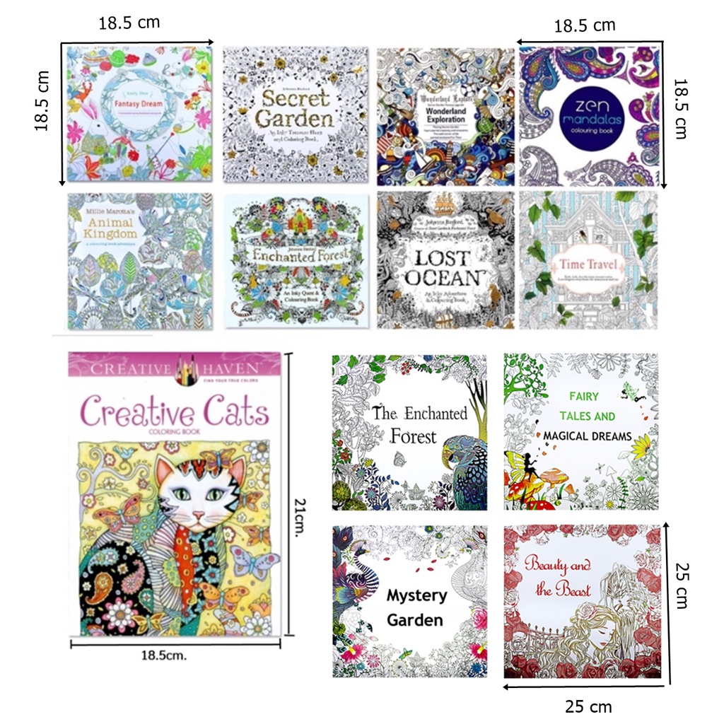 Secret Garden สมุดระบายสี หนังสือระบายสี เด็กและผู้ใหญ่ คลายเครียด Zen Mandala , Beauty and the beast (เล่มใหญ่)