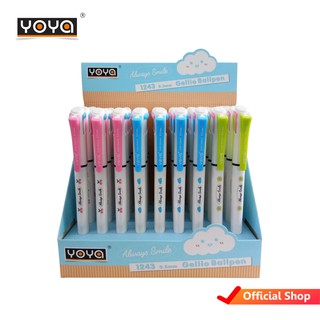 YOYA โยย่า ปากกาลูกลื่น 2 สี  หมึกน้ำเงิน แดง รุ่น 1243 กล่องคละลาย 36 ด้าม