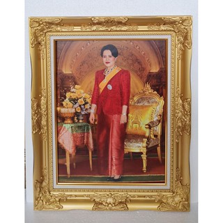 กรอบหลุยส์ทอง  พระพันปีภาพเคลือบฟีล์มเย็นลามิเนตอย่างดีกันน้ำกันฝุ่นทนทานหล่นไม่แตกใส่กรอบหลุยส์ทอง ขนาดรวมกรอบ21X26นิ้ว