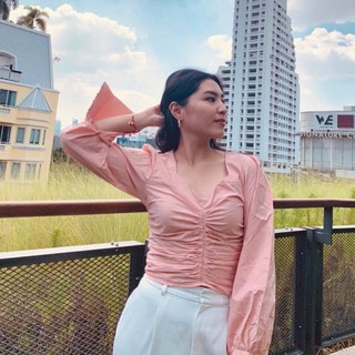 HERE.AND.SPHERE - Pleat Me เสื้อแขนยาว (สีขาว, สีชมพู)