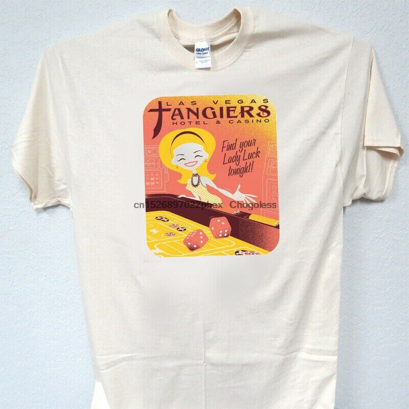 เสื้อยืดครอปขายดี เสื้อยืดลําลอง แขนสั้น พิมพ์ลาย TANGIERS LAS VEGAS CASINO สไตล์วินเทจ S-5XT-1458Iv