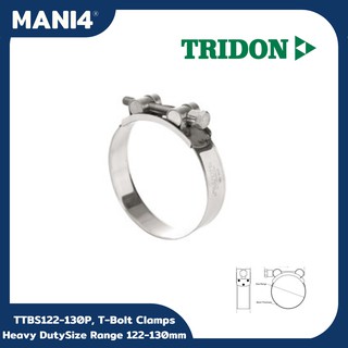 TRIDON, TTBS122-130P, Series TTBS, T-Bolt Clamps All Stainless Steel, Heavy Duty Size Range 122-130mm