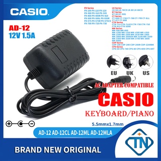 อะแดปเตอร์ชาร์จพาวเวอร์แบงค์ 12V 1.5A AD-12 AD-12CL สําหรับเปียโน Casio LK-68 LK-78 LK-78CD LK-80 LK-88 LK-88CD