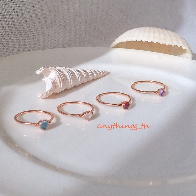 anythingg_th | แหวนหัวใจ พลอยแท้4ชนิดมีทั้งสีเงินและสีพิ้งค์โกล พร้อมกล่องไม่บวกเพิ่ม