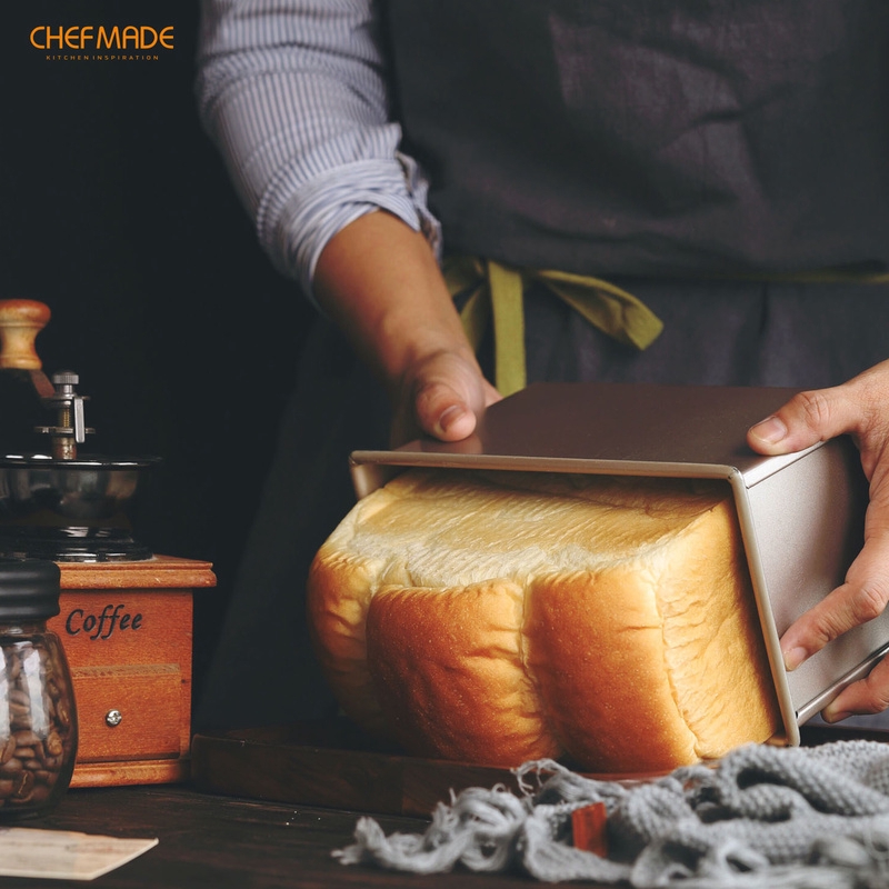 CHEFMADE กล่องแม่พิมพ์ ไม่ติด สำหรับการอบขนมปัง พร้อมฝาปิดแบบเลื่อน เหล็กกล้าคาร์บอน คุณภาพสูง WK9088