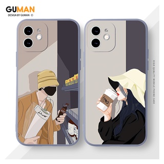 GUMAN เคสคู่ เคสไอโฟน คู่รัก ขอบเหลี่ยมกันกระแทกซิลิโคนนุ่มการ์ตูนน่ารักตลก เคสโทรศัพท์ Compatible for iPhone 14 13 12 11 Pro Max SE 2020 X XR XS 8 7 6 6S Plus พลัส XYM556