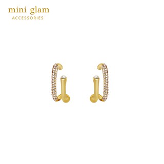 Miniglam Melda Crystal Gold Metal Jacket Earrings ต่างหูเอียร์แจ็คเก็ตสีทองฝังเพชรคริสตัล S925