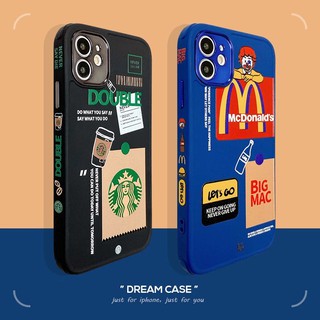 🔥ส่งจากไท🔥 ข้างภาพสลักนูน เคสไอโฟน 13 Blue Mcdonald Starbucks เคส for iphone 12 11 pro max Xr Xs X 7 8 plus case นิ่ม