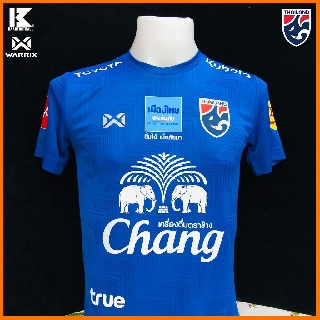 เสื้อซ้อมฟุตบอลทีมชาติไทย Warrix สีน้ำเงิน ลายซิกแซก