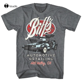 เสื้อยืดผ้าฝ้ายพิมพ์ลายขายดี local Back To The Future Biffs Automotive Hill Valley Mens T Shirt California Delorean Tee