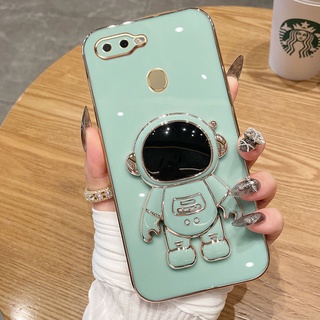 เคสโทรศัพท์มือถือ ลายนักบินอวกาศ ดีลักซ์ สีแคนดี้ พร้อมขาตั้ง สําหรับ OPPO A7 A5S A12 A11K