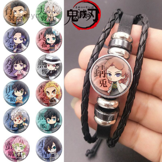 กําไลข้อมือแบบหนัง จี้ลายการ์ตูน demon slayer:kimetsu no yaiba kamado tanjirou nezou