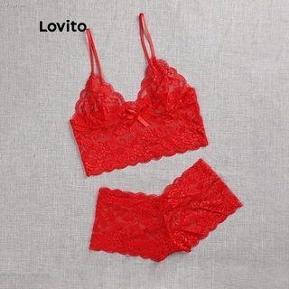 underwear✓Lovito บราชั้นใน ไม่ยืด ลายลูกไม้ เซ็กซี่ L00306 (สีแดง/สีดำ)