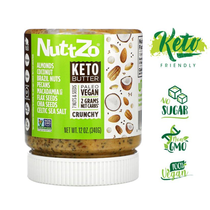 Nuttzo เนยถั่ว ธัญพืช Keto butter 7 Nuts Seeds Crunchy 12 oz (340 g) ketone.test.master ThaiPick