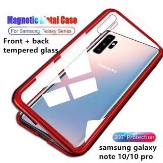 เคสแม่เหล็กสำหรับ โน้ต10 โน้ต10พลัส Samsung Galaxy Note 10 Plus note10+ Casing Metal Shell Full Glass Hard Case cover